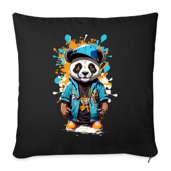 Panda Bear - Sofa pillowcase 17,3'' x 17,3'' (45 x 45 cm) - black - Front