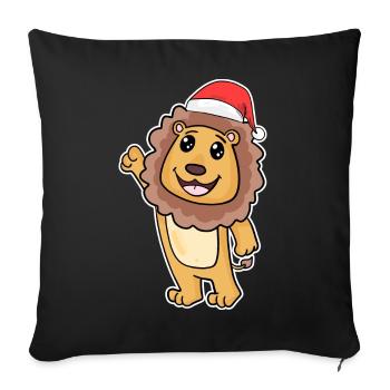 Noël Lion - Housse de coussin décorative 45 x 45 cm - noir - Devant