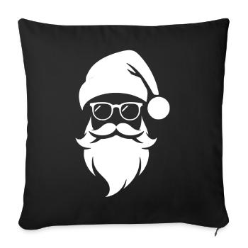 Masque de Portrait de tête de Père Noël - Housse de coussin décorative 45 x 45 cm - noir - Devant