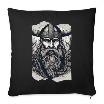 Norseman Legende Wikinger Gehörnter Helm Bart Grau - Sofakissenbezug 45 x 45 cm - Schwarz - Vorne