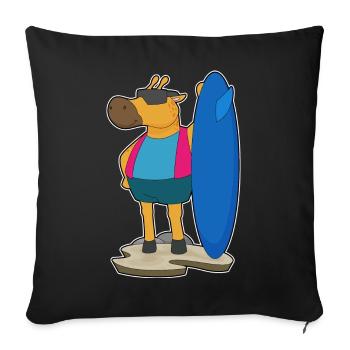 Giraffe Surfing Surfboard Summer - Sofa pillowcase 17,3'' x 17,3'' (45 x 45 cm) - black - Front