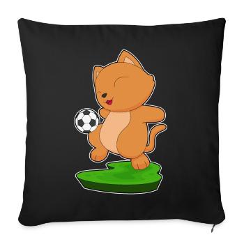 Chat Joueur De Football Football - Housse de coussin décorative 45 x 45 cm - noir - Devant
