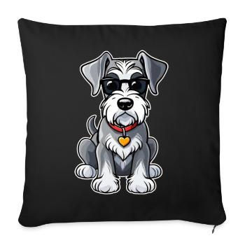 Cool Schnauzer Dog with Sunglasses - Sofa pillowcase 17,3'' x 17,3'' (45 x 45 cm) - black - Front