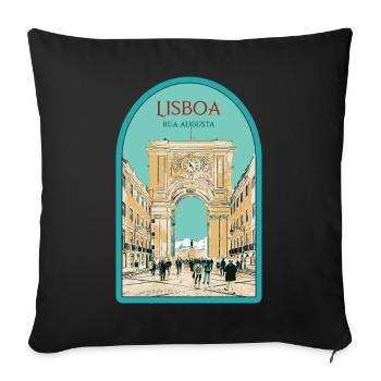 Illustration Arch Augusta Street, Lisbon - Sofa pillowcase 17,3'' x 17,3'' (45 x 45 cm) - black - Front