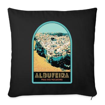 Illustration Albufeira aerial view - Sofa pillowcase 17,3'' x 17,3'' (45 x 45 cm) - black - Front
