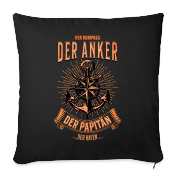 Papitän Papa Kapitän Vatertag Captain Anker Segler - Sofakissenbezug 45 x 45 cm - Schwarz - Vorne