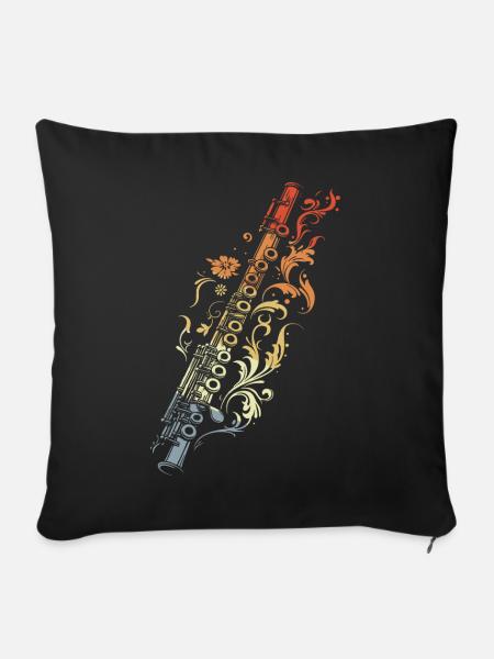 Flöte Grafik Retro Stil - Sofakissenbezug 45 x 45 cm - Schwarz