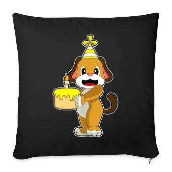 Gâteau d’anniversaire de chien - Housse de coussin décorative 45 x 45 cm - noir - Devant