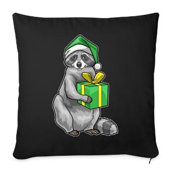 Raccoon Christmas Package - Sofa pillowcase 17,3'' x 17,3'' (45 x 45 cm) - black - Front