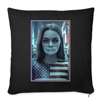 Face design with truth mouth in US flag - Sofa pillowcase 17,3'' x 17,3'' (45 x 45 cm) - black - Front