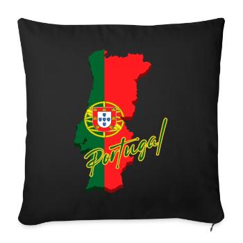 Drapeau du Portugal, fierté portugaise - Housse de coussin décorative 45 x 45 cm - noir - Devant