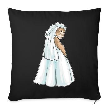 Affe Braut Schleier Hochzeit - Sofakissenbezug 45 x 45 cm - Schwarz - Vorne