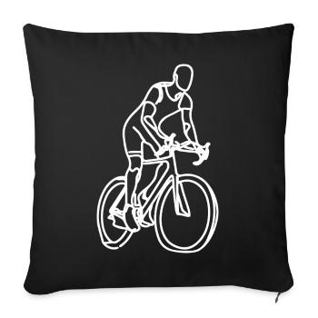 Cyclist Drawing - Sofa pillowcase 17,3'' x 17,3'' (45 x 45 cm) - black - Front