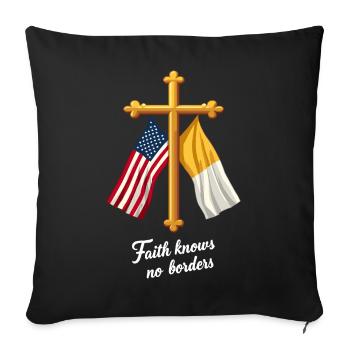 Drapeau américain et du Vatican - Housse de coussin décorative 45 x 45 cm - noir - Devant