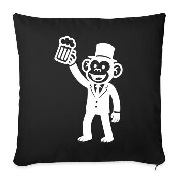 Bière de la fête de garçon singe - Housse de coussin décorative 45 x 45 cm - noir - Devant
