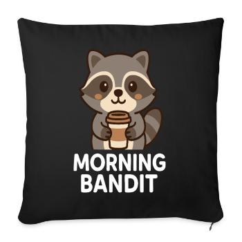 Cuddly raccoon with coffee cup - Sofa pillowcase 17,3'' x 17,3'' (45 x 45 cm) - black - Front
