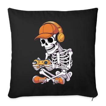 Cool Skeleton Video Gaming Halloween Gamer - Sofa pillowcase 17,3'' x 17,3'' (45 x 45 cm) - black - Front