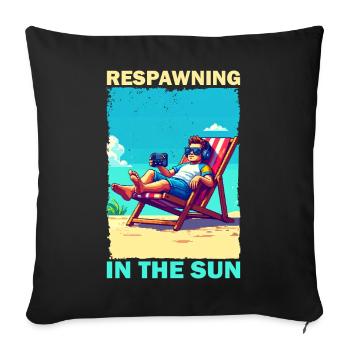 Pixel art plage jeunesse avec des éléments de jeu - Housse de coussin décorative 45 x 45 cm - noir - Devant