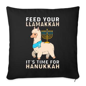 Hanoukka Hanoukka Hanoukka Lama - Housse de coussin décorative 45 x 45 cm - noir - Devant