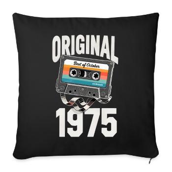 Octobre 1975 Legend Vintage Cassette Cadeau - Housse de coussin décorative 45 x 45 cm - noir - Devant