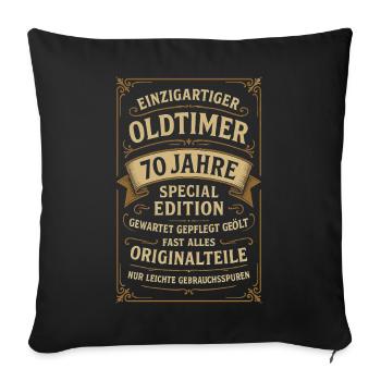 70e anniversaire des années 70 70e 70e anniversaire Voiture ancienne - Housse de coussin décorative 45 x 45 cm - noir - Devant
