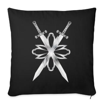 Deux épées ornées d’argent - Housse de coussin décorative 45 x 45 cm - noir - Devant
