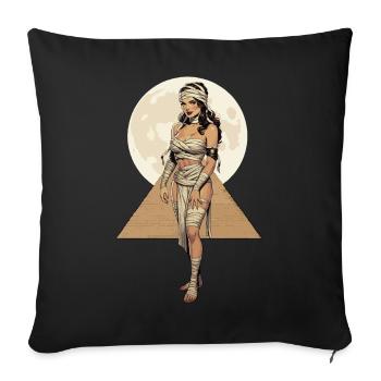 Mummy woman at moon and pyramid - Sofa pillowcase 17,3'' x 17,3'' (45 x 45 cm) - black - Front