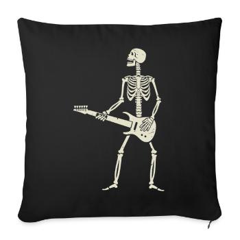 Funny Skeleton Playing Guitar Rock and Roll Fans  - Sofa pillowcase 17,3'' x 17,3'' (45 x 45 cm) - black - Front