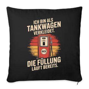 Carnaval déguisé en camion-citerne Bière costumée pour enterrement de vie de garçon - Housse de coussin décorative 45 x 45 cm - noir - Devant