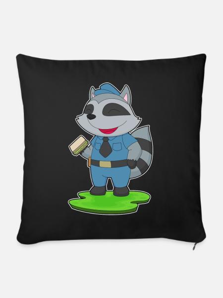 Waschbär Polizist Sandwich Polizei - Sofakissenbezug 45 x 45 cm - Schwarz