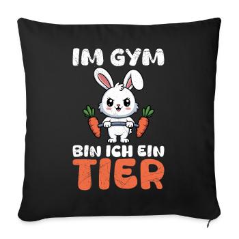 Entraînement en musculation À LA SALLE DE SPORT JE SUIS UN ANIMAL Amusant - Housse de coussin décorative 45 x 45 cm - noir - Devant