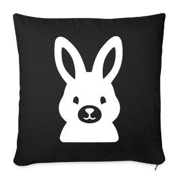 Cute Bunny Head Comic Clean Vector - Housse de coussin décorative 45 x 45 cm - noir - Devant