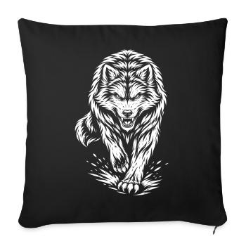 Loup Courant – Motif mystique d’animal sauvage - Housse de coussin décorative 45 x 45 cm - noir - Devant
