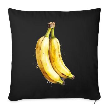 Aquarelle bananier - Housse de coussin décorative 45 x 45 cm - noir - Devant