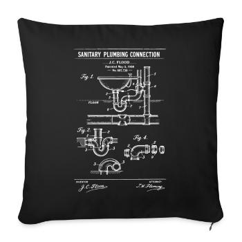 Plan du diagramme de plomberie - Housse de coussin décorative 45 x 45 cm - noir - Devant