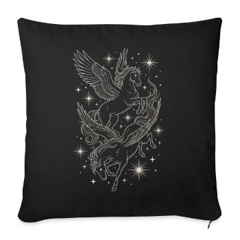 Deux chevaux célestes pégases entre les étoiles - Housse de coussin décorative 45 x 45 cm - noir - Devant