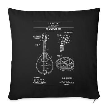 Mandolin Patent Diagram - Sofa pillowcase 17,3'' x 17,3'' (45 x 45 cm) - black - Front
