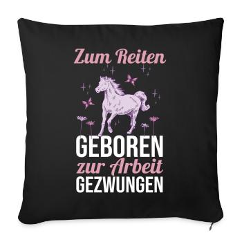 Reiten Pferdeliebhaber Reiterhof Pferde - Sofakissenbezug 45 x 45 cm - Schwarz - Vorne
