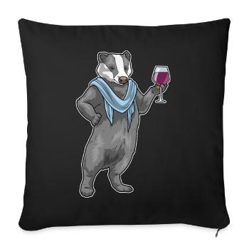 Vin rouge blaireau - Housse de coussin décorative 45 x 45 cm - noir - Devant