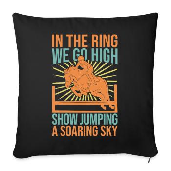 Hobby Horse Rider High Jumping English Riding - Sofa pillowcase 17,3'' x 17,3'' (45 x 45 cm) - black - Front