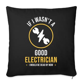 Devis drôle d’électricien – Métier qualifié - Housse de coussin décorative 45 x 45 cm - noir - Devant
