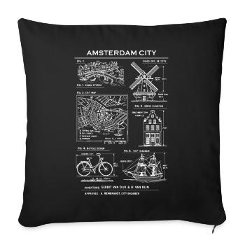 Plan de la ville d’Amsterdam - Housse de coussin décorative 45 x 45 cm - noir - Devant