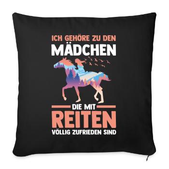 Reiten Pferdeliebhaber Reiterhof Pferde - Sofakissenbezug 45 x 45 cm - Schwarz - Vorne