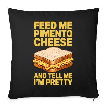 Sandwich au fromage piment piment Fromage Fromage Cadeaux - Housse de coussin décorative 45 x 45 cm - noir - Devant
