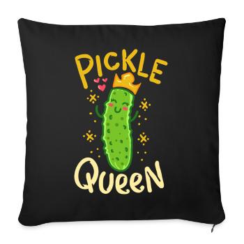 Pickle Queen: Crowned Cucumber - Sofa pillowcase 17,3'' x 17,3'' (45 x 45 cm) - black - Front