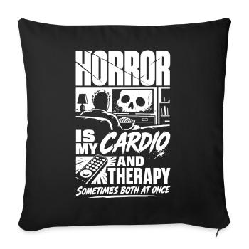 Je mets en pause les films d’horreur, pas ma vie - Housse de coussin décorative 45 x 45 cm - noir - Devant