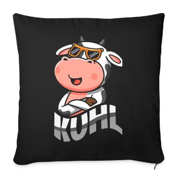 Cool cow with sunglasses cool funny animal - Sofa pillowcase 17,3'' x 17,3'' (45 x 45 cm) - black - Front
