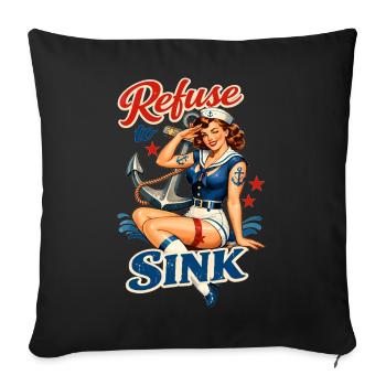 Retro Pin-Up Girl Matrose - Refuse to Sink - Sofakissenbezug 45 x 45 cm - Schwarz - Vorne