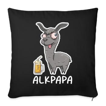 Alkpapa Alpaga avec chope de bière – Diction drôle - Housse de coussin décorative 45 x 45 cm - noir - Devant