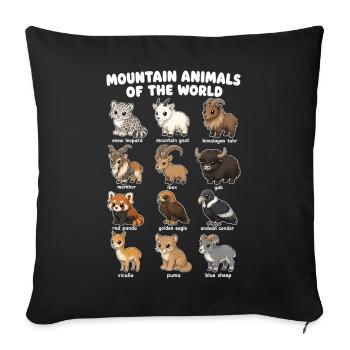 Animaux de montagne adorables en dessin animé - Housse de coussin décorative 45 x 45 cm - noir - Devant